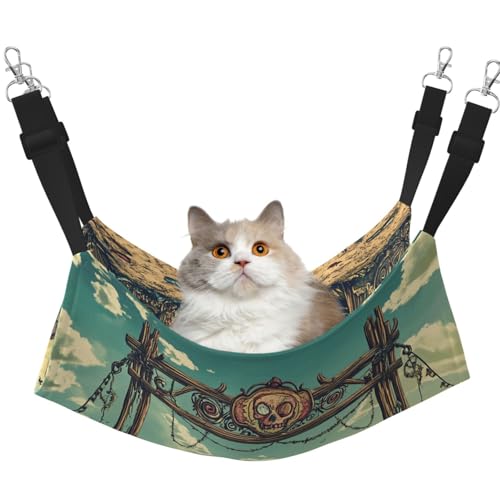YVNKHKU End of World Desert Wende-Katzen-Hängematte zum Aufhängen, weich, atmungsaktiv, Haustierkäfig, verstellbares Bett für Kätzchen, Welpen oder kleine und mittelgroße von YVNKHKU