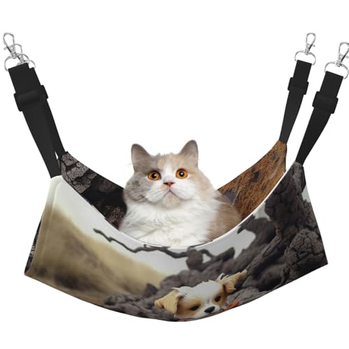 YVNKHKU Fantastische niedliche Hunde-Hängematte zum Aufhängen, weich, atmungsaktiv, verstellbares Bett für Kätzchen, Welpen oder kleine und mittelgroße von YVNKHKU