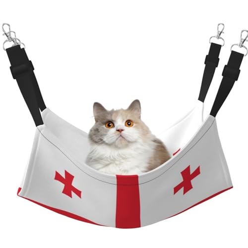 YVNKHKU Flag of Georgia Wende-Katzen-Hängematte zum Aufhängen, weich, atmungsaktiv, Haustierkäfig, verstellbares Bett für Kätzchen, Welpen oder kleine und mittelgroße von YVNKHKU