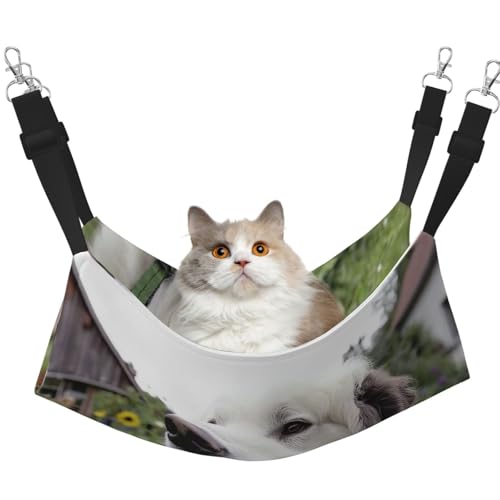 YVNKHKU Happy Little Dog Wende-Katzen-Hängematte zum Aufhängen, weich, atmungsaktiv, Haustierkäfig, verstellbares Bett für Kätzchen, Welpen oder kleine und mittelgroße YVNKHKU Happy Little Dog Wende-Katzen-Hängematte zum Aufhängen, weich, atmungsaktiv, Haustierkäfig, verstellbares Bett für Kätzchen, Welpen oder kleine und mittelgroße von YVNKHKU