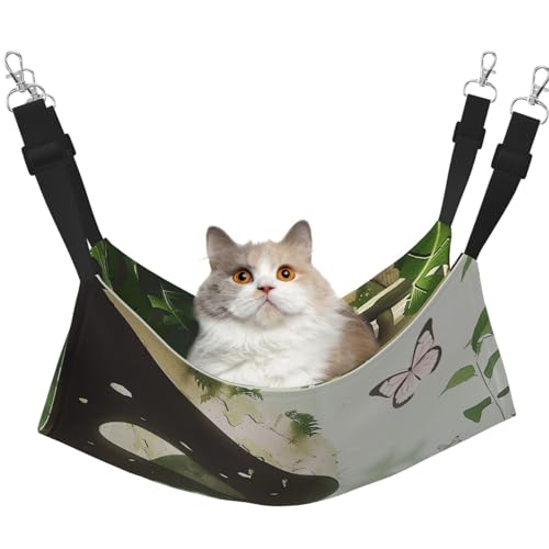 YVNKHKU Katzen im exotischen Dschungel, wendbare Katzenhängematte, zum Aufhängen, weich, atmungsaktiv, Haustierkäfig, verstellbares Bett für Kätzchen, Welpen oder kleine und große von YVNKHKU