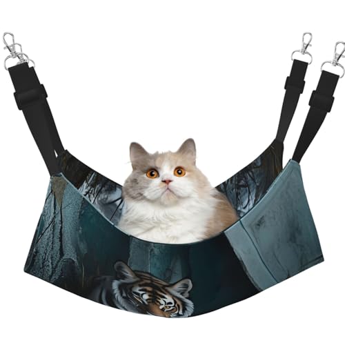 YVNKHKU Katzenhängematte mit weißem Tiger, Hochformat, wendbar, weich, atmungsaktiv, verstellbares Bett für Kätzchen, Welpen oder kleine und große Katzen von YVNKHKU