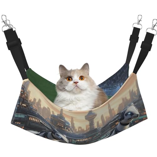 YVNKHKU Ram Schaf-Roboter-Katzen-Hängematte, wendbar, weich, atmungsaktiv, Haustierkäfig, verstellbares Bett für Kätzchen, Welpen oder kleine und große von YVNKHKU
