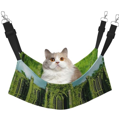 YVNKHKU Secret Temple mit Unkraut überwachsene Katzen-Hängematte, wendbar, weich, atmungsaktiv, Haustierkäfig, verstellbares Bett für Kätzchen, Welpen oder kleine und große von YVNKHKU