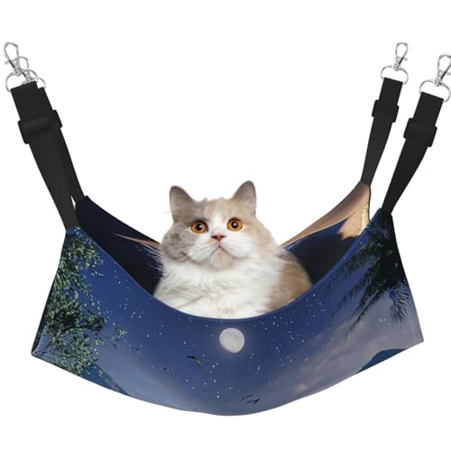 YVNKHKU Shimmering Bay Wende-Katzen-Hängematte zum Aufhängen, weich, atmungsaktiv, Haustierkäfig, verstellbares Bett für Kätzchen, Welpen oder kleine und große von YVNKHKU