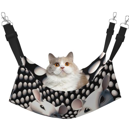 YVNKHKU Süße kleine weiße Maus, wendbare Katzenhängematte, zum Aufhängen, weich, atmungsaktiv, Haustierkäfig, verstellbares Bett für Kätzchen, Welpen oder kleine und mittelgroße von YVNKHKU