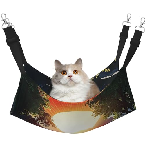 YVNKHKU Sunrise Background Reversible Cat Hammock Hanging Soft Breathable Pet Cage Adjustable Bed for Kitten Puppy or Small Large von YVNKHKU