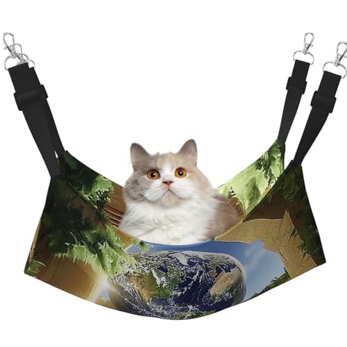 YVNKHKU The Earth in The Mysterious Church Wende-Katzen-Hängematte zum Aufhängen, weich, atmungsaktiv, Haustierkäfig, verstellbares Bett für Kätzchen, Welpen oder kleine und große von YVNKHKU