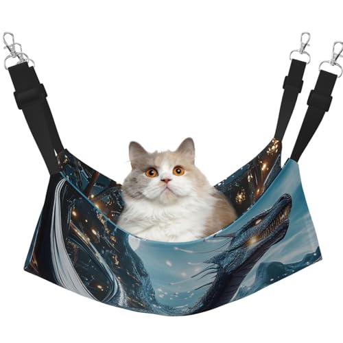 YVNKHKU The Majestic Japanese Dragon Reversible Cat Hammock Hanging Soft Breathable Pet Cage Adjustable Bed for Kitten Puppy or Small Large von YVNKHKU