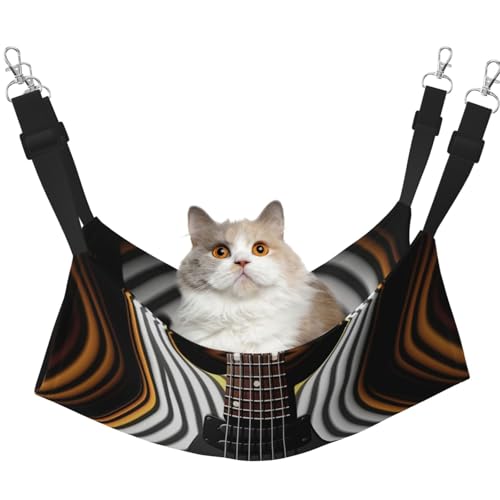 YVNKHKU Wendbare Katzenhängematte, schwarz, gestreift, weich, atmungsaktiv, Haustierkäfig, verstellbares Bett für Kätzchen, Welpen oder kleine und große Katzen von YVNKHKU