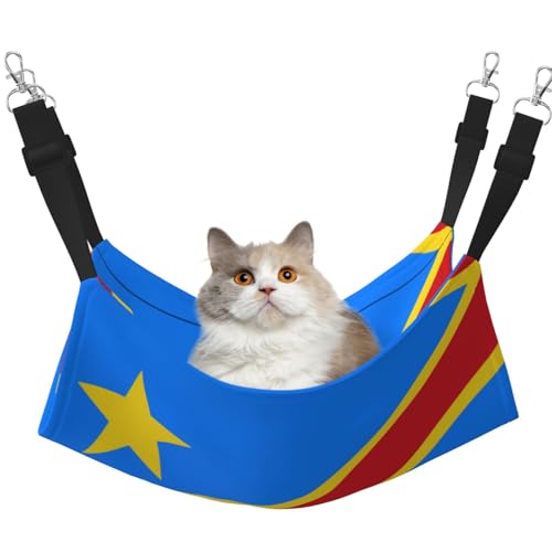 YVNKHKU Wendbare Katzenhängematte mit Flagge des Kongo, weich, atmungsaktiv, Haustierkäfig, verstellbares Bett für Kätzchen, Welpen oder kleine und große YVNKHKU Wendbare Katzenhängematte mit Flagge des Kongo, weich, atmungsaktiv, Haustierkäfig, verstellbares Bett für Kätzchen, Welpen oder kleine und große von YVNKHKU