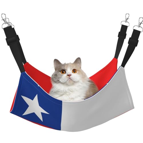 YVNKHKU Wendbare Katzenhängematte mit Flagge von Chile, zum Aufhängen, weich, atmungsaktiv, Haustierkäfig, verstellbares Bett für Kätzchen, Welpen oder kleine und große von YVNKHKU