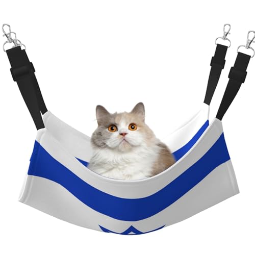 YVNKHKU Wendbare Katzenhängematte mit israelischer Flagge, weich, atmungsaktiv, Haustierkäfig, verstellbares Bett für Kätzchen, Welpen oder kleine und mittelgroße von YVNKHKU