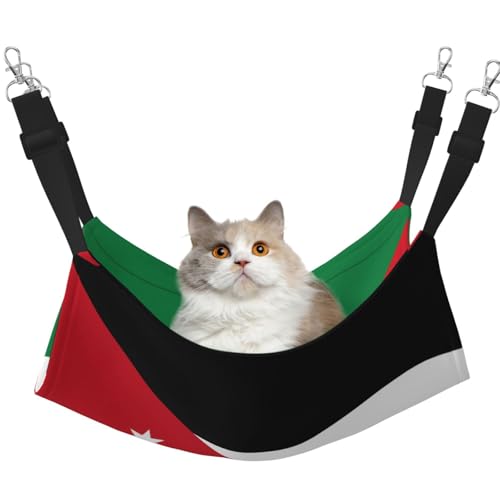 YVNKHKU Wendbare Katzenhängematte mit jordanischer Flagge, zum Aufhängen, weich, atmungsaktiv, Haustierkäfig, verstellbares Bett für Kätzchen, Welpen oder kleine und mittelgroße von YVNKHKU