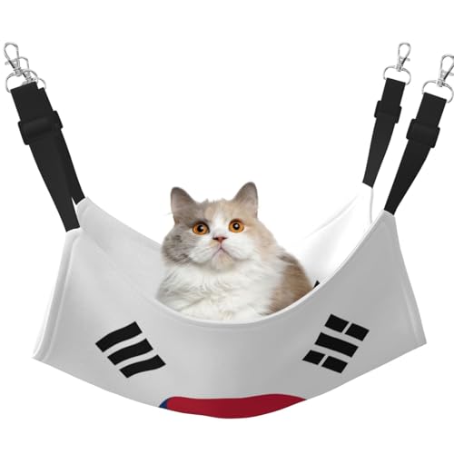 YVNKHKU Wendbare Katzenhängematte mit koreanischer Flagge, weich, atmungsaktiv, Haustierkäfig, verstellbares Bett für Kätzchen, Welpen oder kleine und mittelgroße von YVNKHKU