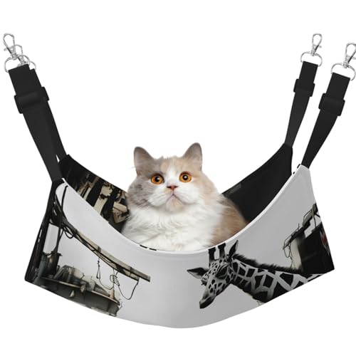 YVNKHKU Wendbare Katzenhängematte zum Aufhängen, weich, atmungsaktiv, verstellbar, für Kätzchen, Welpen oder kleine und mittelgroße Katzen, Giraffenmuster, Schwarz und Weiß YVNKHKU Wendbare Katzenhängematte zum Aufhängen, weich, atmungsaktiv, verstellbar, für Kätzchen, Welpen oder kleine und mittelgroße Katzen, Giraffenmuster, Schwarz und Weiß von YVNKHKU