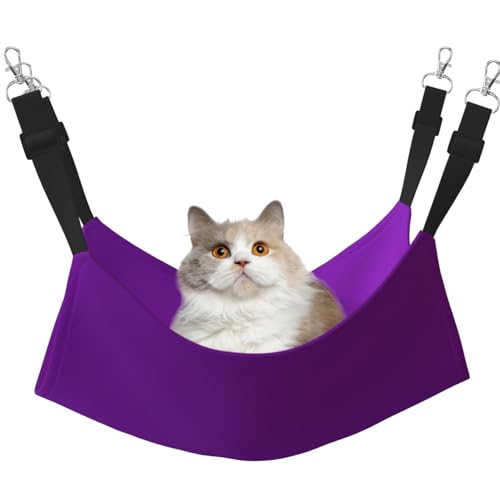 YVNKHKU Wendbare Katzenhängematte zum Aufhängen, weich, atmungsaktiv, verstellbares Bett für Kätzchen, Welpen oder kleine und große Katzen, Dunkelviolett von YVNKHKU