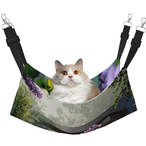 YVNKHKU Wendbare Katzenhängematte zum Aufhängen, weich, atmungsaktiv, verstellbares Bett für Kätzchen, Welpen oder kleine und mittelgroße Katzen von YVNKHKU