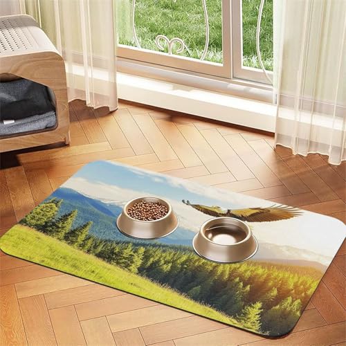 an Eagle is Flying Futtermatte für Hunde und Katzen, saugfähig, Leder, Tischdecke für Wassernapf, wasserdicht, keine Flecken, schnell trocknend, rutschfest, 60 x 40 cm von YVNKHKU