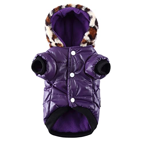 Haustier Kleidung Katze Kleiner Haustier-Welpen-warmer Winter-Pullover-Kapuzenpulli-Kleidung-Hündchen-Katzen-wasserdichter dicker Mantel für kleine Hunderassen wie Chihuahua Hundemantel (Purple, XXL) von YWBleked