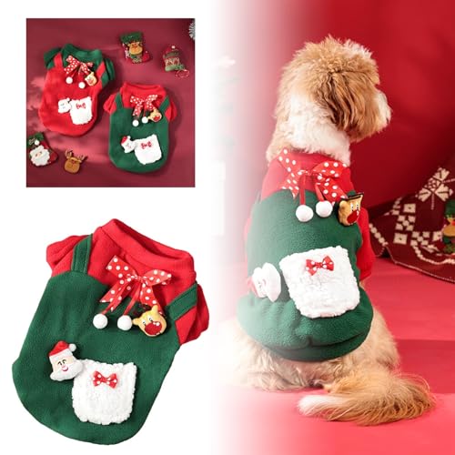 YWBleked Haustier Kleidung Weihnachtskleidung für Hunde, warme Weihnachtskleidung, Katzenkleidung, Dicker Plus-Samtpullover, Haustierkleidung, Weihnachtskleid, Hundemantel Winter Warm (B, 法斗款 小号) von YWBleked