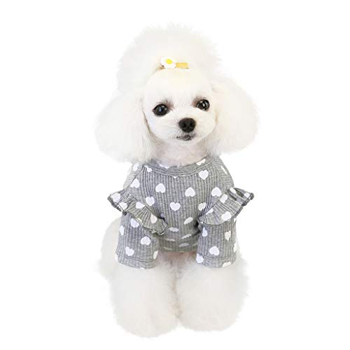 YWBleked Haustier Winter Warmer Mantel mit Geschirr Haustierkleidung Winter Winter Haustierkleidung Liebe Bodenbildung Shirt Hundepullover Gestreift (Grey, XL) von YWBleked