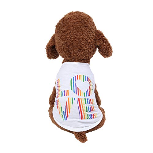 YWBleked Haustierbekleidung Liebe Kleidung Haustier dünne Weste Sommer Mode Hund Katze Frühling atmungsaktive Haustierkleidung Mini Hundemantel (White, L) von YWBleked