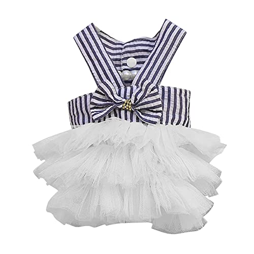 YWBleked Hochzeitsabendkleid Tutu Rock Rock liefert Mesh-Hunde- Haustierkleidung Katze Gestreiftes Kleid Kleidung Haustierkleidung Kleidung Für Hunde Chihuahua (Weiß, S) von YWBleked