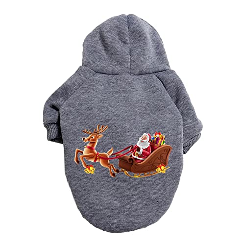 YWBleked Hund Winterjacke Weihnachten Weihnachten Deer Santa Hundepullover Hundekleidung Kostüm Haustierkostüm Haustierkostüm Transportbox 3 Ersatzteile (Grey, S) von YWBleked
