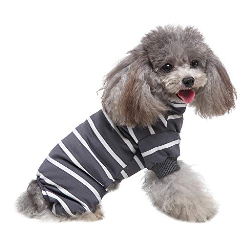 YWBleked Hunde Niedlich Ärmellos Kleidung Heimtierkleidung gestreifte Pyjamas mit hohem Kragen vierbeinige Kleidung Hunde Fleece Pullover (Grey, XL) von YWBleked