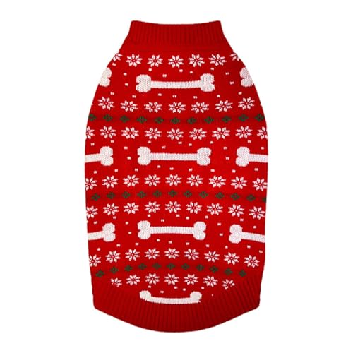 YWBleked Hunde Shirt Lustig 2023 Neuer Weihnachtspullover für Hunde, mittelgroße bis große Hundekleidung, lässige warme Strickkleidung Geschirr Über Hundemantel (Red, XXL) von YWBleked