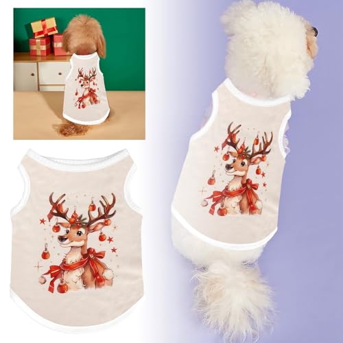YWBleked Hunde-Shirts für kleine Hunde Weihnachts-Haustierkleidung Feiertags- und Neujahrs-Haustierkleidung Weihnachts-Hirsch-Haustierkostüm Geschirr Über Hundemantel (A, XS) von YWBleked