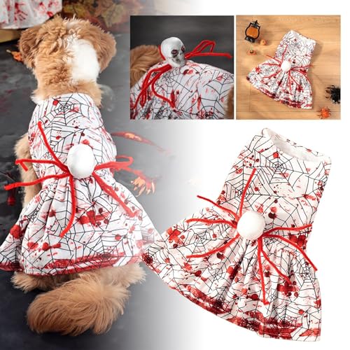 YWBleked Hundehemd T-Shirts Welpe Sommerkleidung Haustier Kleidung Halloween Blut Rock Halloween Party Rock Hundemantel Mit Für Geschirr (A, M) von YWBleked