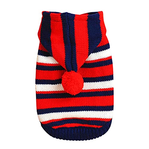 YWBleked Hundekatze Halloween-Kostüme Hundekleidung Teddy Sweatshirt Winter Gestreifter Welpen Welpenkostüm Katze Mit Hut Haustierkleidung Schöne Hundemantel (Red, XXS) von YWBleked