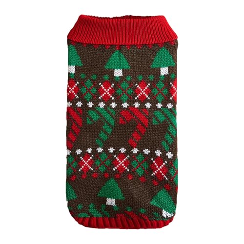 YWBleked Hundekatze Halloween-Kostüme Winter-Sweatshirt für Haustiere, Umlegekragen, gestrickt, warm und bequem, Karierter Stockdruck für Hunde Geschirr Über Hundemantel (Red, M) von YWBleked