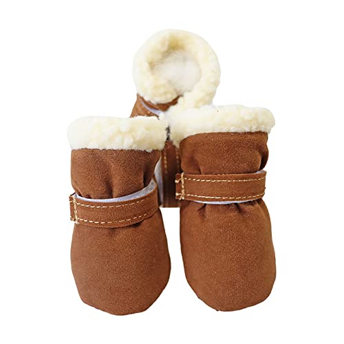 YWBleked Hundemantel Jacke Weste Samtstiefel mit weichen Sohlen Pet Plus Warme Schuhe für Haustiere Warme Schneeschuhe Haustierkleidung Hundemantel Aus Altem Pullover (Brown, One Size) von YWBleked