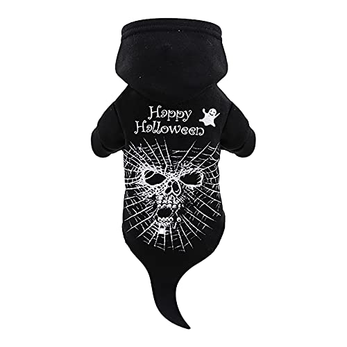 YWBleked Hundemantel wasserdicht Schädel Urlaub Halloween Haustier Katze Netz Kostüm schwarz Cosplay Kleid Hund Haustier Kleidung Hundepullover Größe L (Black, M) von YWBleked
