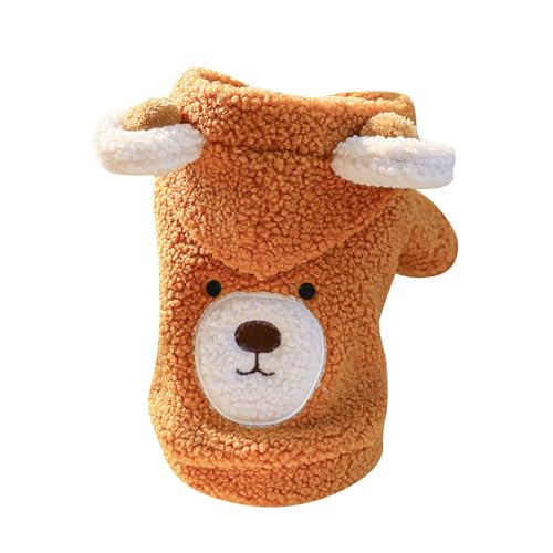 YWBleked Jacke wasserdichte Kleidung Pet Hunde- Katzenkleidung, Lamm-Fleece, warm, bequem, runder -Kapuzenpullover Hundepullover Bulldogge (A, L) von YWBleked