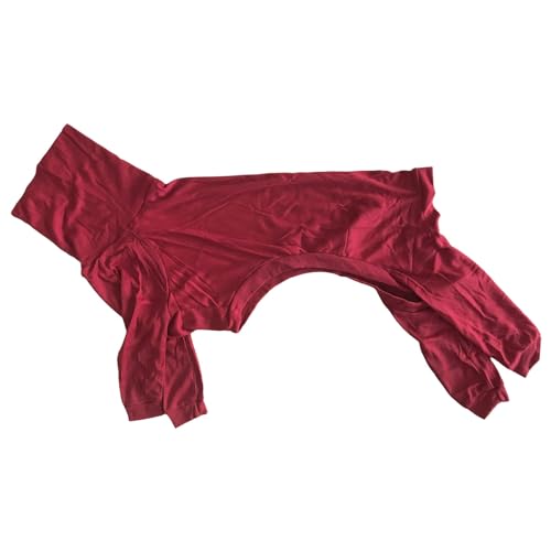 YWBleked Sommer Basic T-Shirt Streifen Welpen Kleidung Haustierkleidung für Hunde, langes Latz mit Quad-Rücken, eng anliegende, einfarbige Kleidung mit Hundemantel Speziell Für Dackel (Red, XXXXXL) von YWBleked