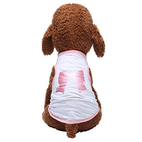 YWBleked T-Shirt mit Hundestreifen Fashion Pet Vest Summer and Autumn Bow Pattern Comfortable Dog Cat Clothing Geschirr Mantel Hund (White, L) von YWBleked
