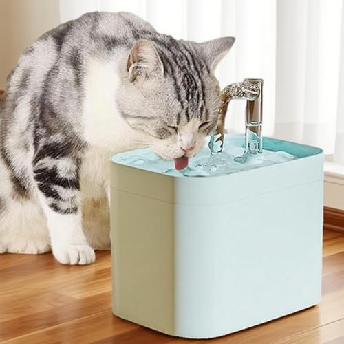 Tränke für Katzen, 1,5 l, USB-Port mit Verbrennungsschutz, mit austauschbarem Einsatz mit automatischer Umluft, leise, geeignet für Katzen und Hunde und Vögel (blau, Einheitsgröße) von YWBleked