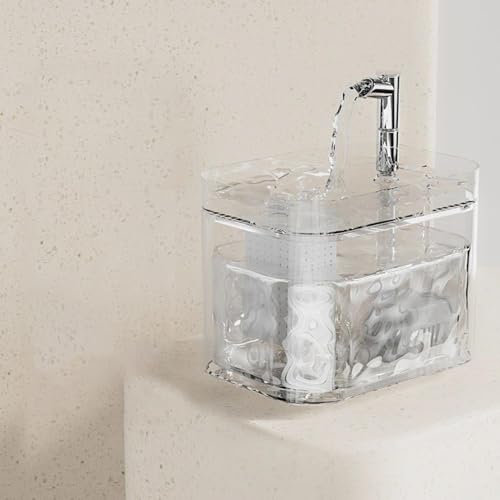 Tränke für Katzen, 1,5 l, USB-Port mit Verbrennungsschutz, mit austauschbarem Einsatz mit automatischer Umluft, leise, geeignet für Katzen und Hunde und Vögel (transparent, Einheitsgröße) von YWBleked