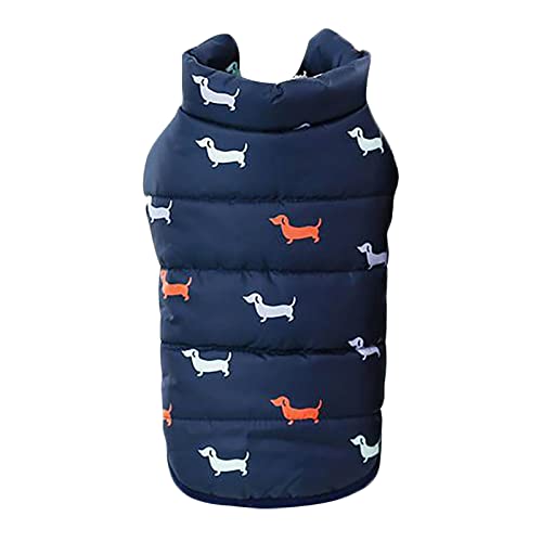 YWBleked Weihnachten Haustier Kleidung Haustierkleidung Hundekleidung Baumwollkleidung Weste Winter Warme Britische Baumwolle Teddy Warme Daunenjacke Hundemantel 26 cm (Dark Blue, L) von YWBleked
