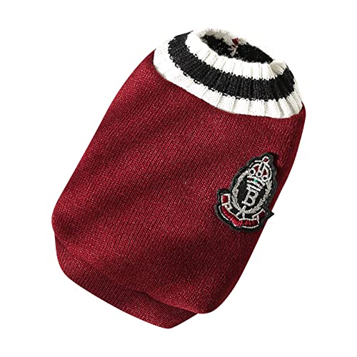 YWBleked Weihnachten Hund Kleidung kleine Katze Winter gestrickte Weste V-Ausschnitt College-Stil Haustier Hund Katze Kleidung Weste Hundemantel Gegen Angst (A, XXXXL) von YWBleked