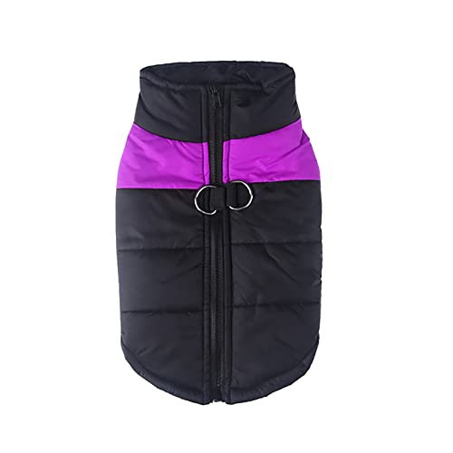 YWBleked Winterjacke Hund Gefüttert Haustierbedarf Hundebekleidung Winter Hundebaumwollweste Outdoor wasserdichte Hundejacke Skianzug Hundemantel Edel (Purple, M) von YWBleked