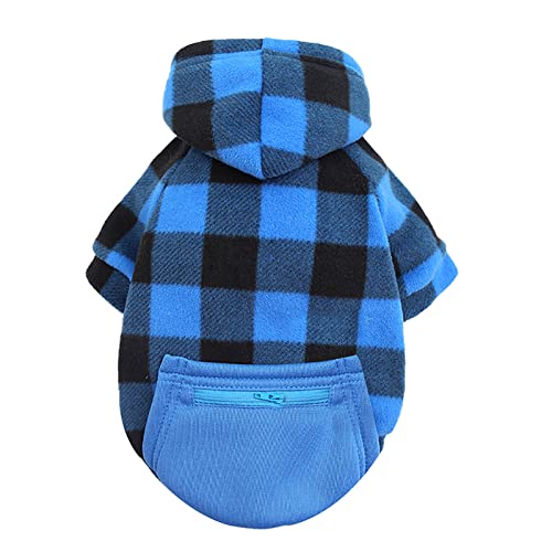 YWBleked Wintermantel Hund Klein Karierte Reißverschlusstasche Weiwang Größe Hundekleidung Katze Haustierkleidung Winter Lieferungen Brustgurt Pflege Zubehör (Blue, 4XL) von YWBleked