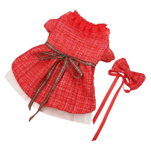 YWBleked Wintermantel Hund Mittel Neue Hundekleidung Kleine und mittelgroße Katzen Spitzenkleid Haustier Herbst- und Winterkleidung Weihnachtstransformationskleid Hundemantel Winter Rot (Red, S) von YWBleked