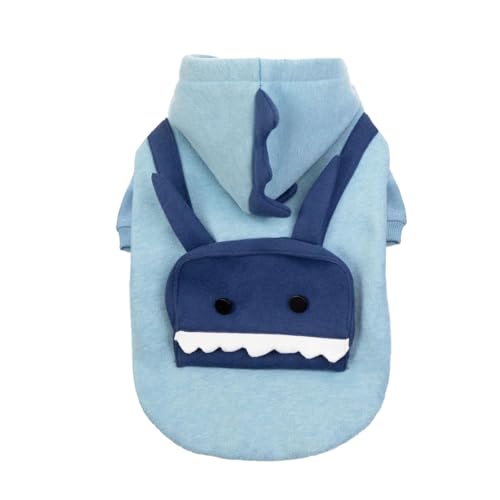 Wintermantel Hund Wasserdicht Halloween-Sweatshirt mit zweibeinigem Kapuzenpullover mit Haustierdruck und kleiner Roboterschnalle für Hunde und Katzen Hundejacke Reißverschluss (Light Blue, XXL) von YWBleked