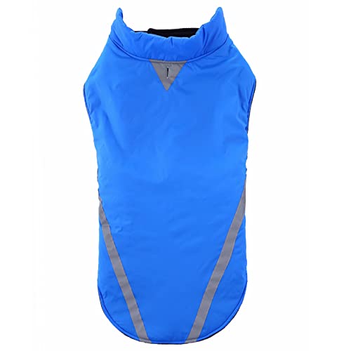 YWBleked Wintermantel Katze Jacke Große reflektierende verstellbare Klettverschluss Haustier Hund Baumwolle Kleidung Haustier Kleidung Hundepullover Für Große Hunde (Blue, XL) von YWBleked