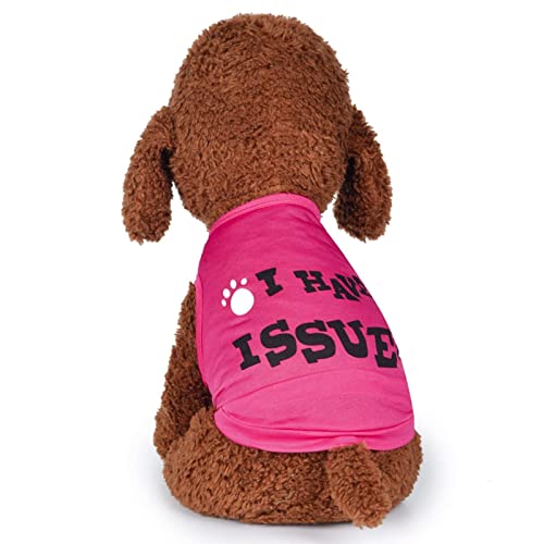 YWBleked Haustier Pullover Katze Pulli Mode-Haustier-Weste-Sommer-atmungsaktive Bequeme Text-Muster-Hundekatzen-Kleidung Hundemantel Rückenlänge 80 cm (Hot Pink, L) von YWBleked